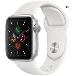 Apple Watch Series 5 GPS, 40mm Silver Aluminum Case with Tan Sport Band-Regular